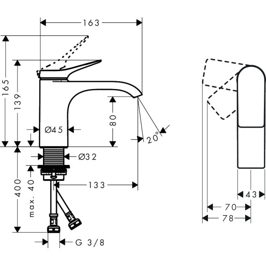 Hansgrohe Vivenis 80 mosdó csaptelep (75015000-HG)