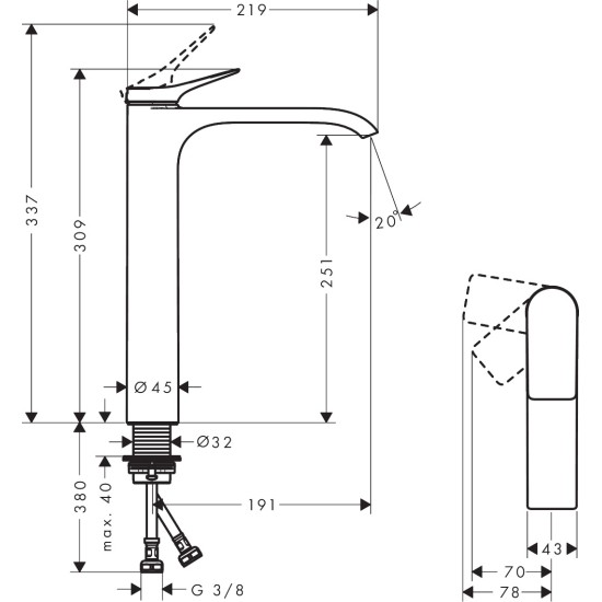 Hansgrohe Vivenis 250 mosdó csaptelep (75045000-HG)