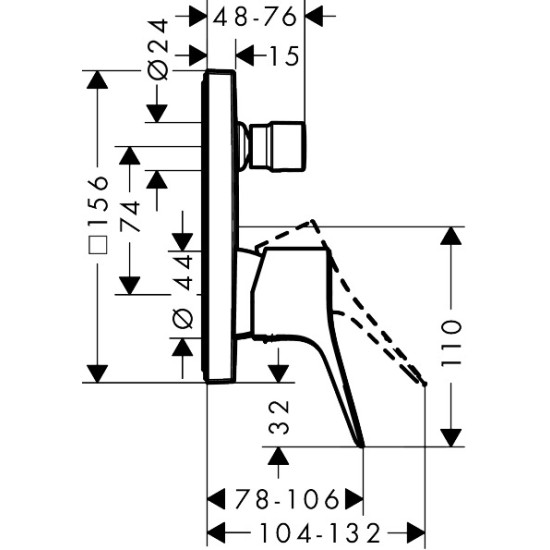 Hansgrohe Vivenis falba építhető kád-és zuhany csaptelep (75415000-HG)
