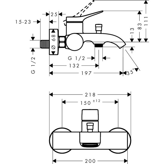 Hansgrohe Vivenis "Original" kádtöltő-és zuhany csaptelep (75423000-HG)