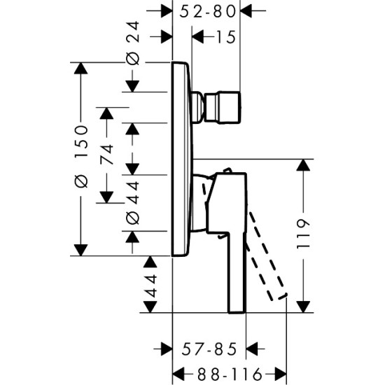 Hansgrohe Zesis S falba építhető kád-és zuhany csaptelep (74415000-HG)
