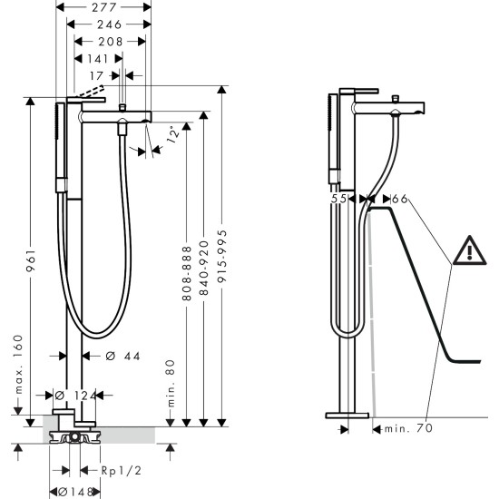 Hansgrohe Zesis S szabadon álló kádtöltő-és zuhany csaptelep (74445000-HG)