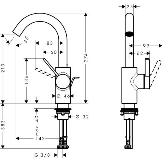Hansgrohe Zesis S 210 mosdó csaptelep (74740000-HG)