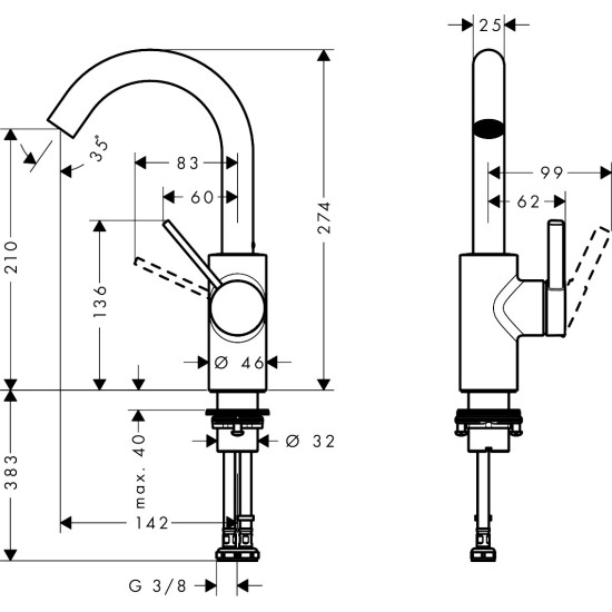 Hansgrohe Zesis S 210 mosdó csaptelep (74742000-HG)