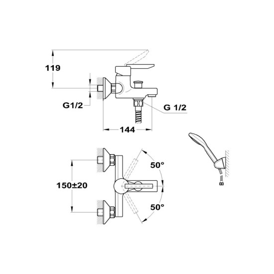 Mofém Mambo-5 kádtöltő-és zuhany csaptelep (151-0021-00)