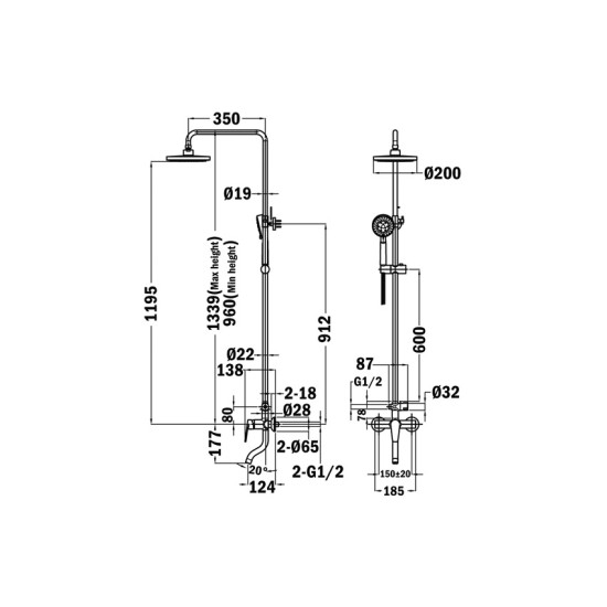 Mofém Zenit fekete zuhanyrendszer (84.198.28.0N)