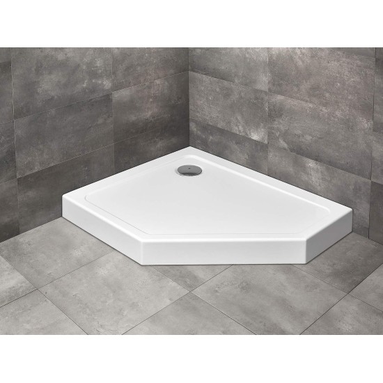 Radaway Doros PT E 100x80 balos ötszögletű aszimmetrikus akril zuhanytálca, előlappal (SDRPT1080-05L)