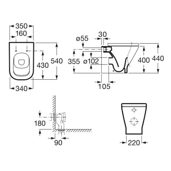 Roca The Gap Rimless álló wc (7347737000)